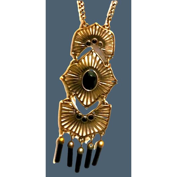 LIA SOPHIA- BRONZE LOOK WITH BLACK STONES NECKLACE ADJUSTABLE FROM 29-32" - Picture 2 of 2
